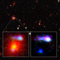 En massiv elliptisk galax, det mest avlägsna kosmiska förstoringsglaset en hittills upptäckt